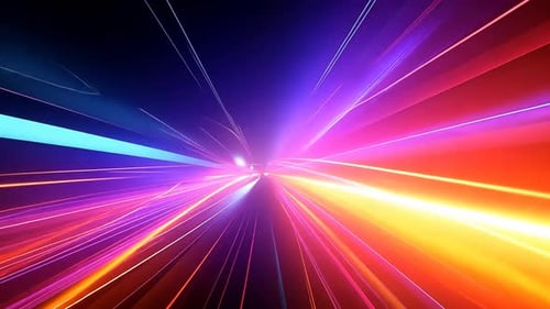 Abstract vibrant light streaks converging