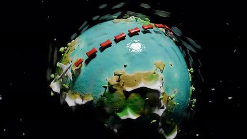 Flugzeuganimation auf Tiny Planet