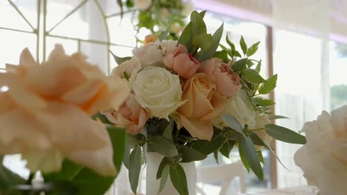 Elegant Wedding Rose Bouquet Decoration Close Up