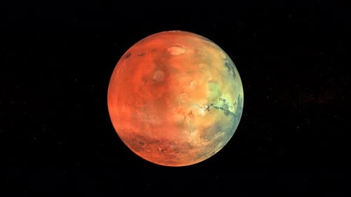 Realistic Mars Planet Rotating in Starry Space Loop Animation