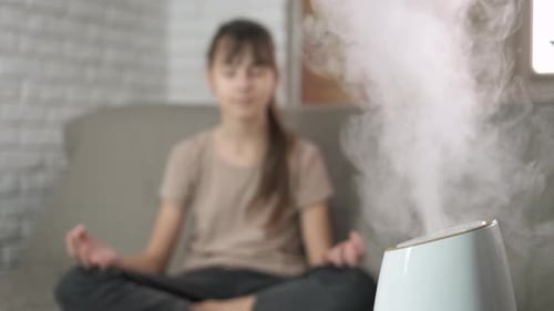 Aire saludable con purificador de aire de Girl