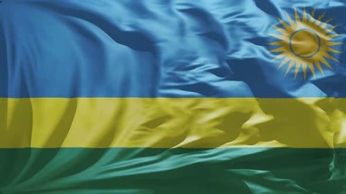 Waving Rwanda National Flag Realistic Animation