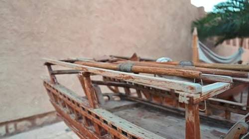 An old traditional dhow displayed in old Dubai street at Al Fahidi Historical Neighbourhood, United