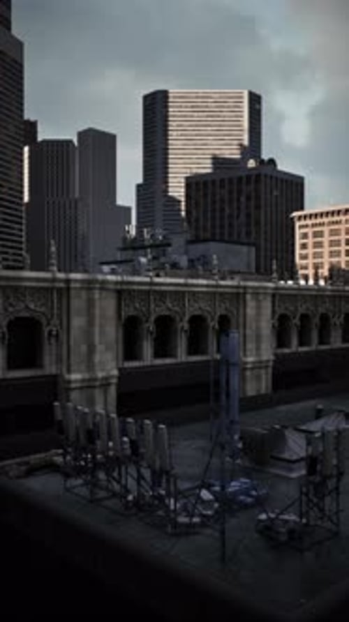Modern City Skyline Flyover Animated Background