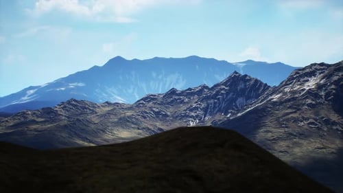 Majestic Mountain Range Under a Clear Blue Sky in the Afternoon Light