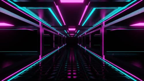 Pink And Cyan Neon Central Corridor Background Vj Loop In HD