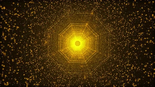 Golden Futuristic Geometric Tunnel Loop Animation