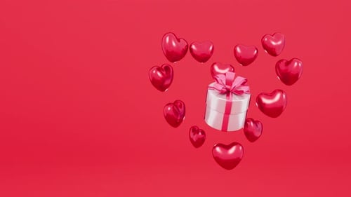 Romantic 3D Hearts and Gift Box Love Animation