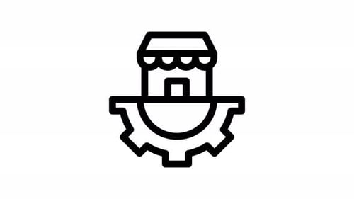 Animated Line Icon of Shop and Gear