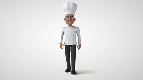 3D Animated Chef Character Walking and Smiling