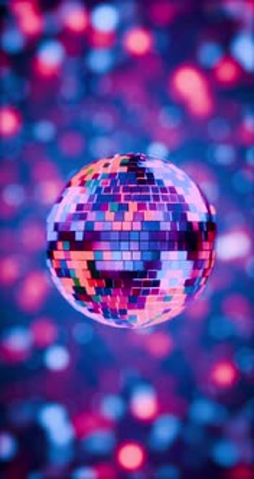 Intro screen for short videos. VJ loop. Introduction to a music track. Disco style. Bright lights.