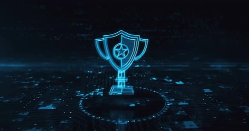 Gaming trophy winning cup symbol cyber concept
