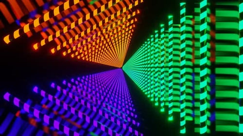 Turquoise And Purple And Orange Neon Lamp Spiral Light Background Vj Loop In 4K
