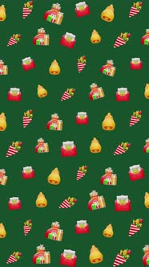 Animated Christmas Pattern with Gently Swaying Gifts and Bells