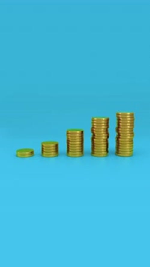 Animated Golden Coins Stacking Finance Growth
