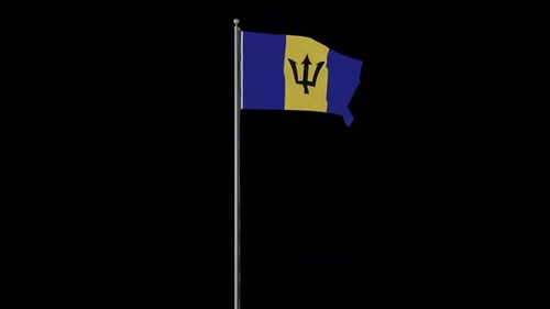 Waving Barbados National Flag Seamless Loop Animation