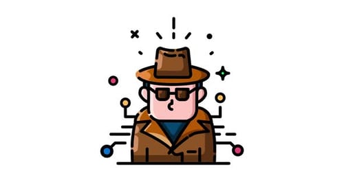Animated Detective Character with Technology Elements