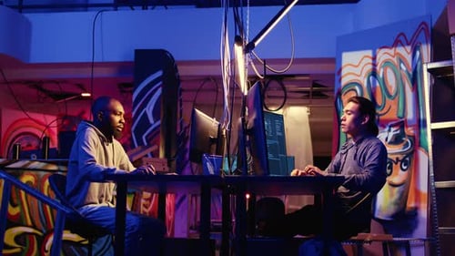 Hackers Leaving Secret HQ Going Home