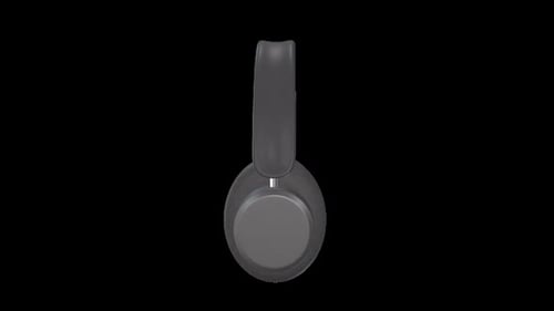 Modern Black Headphones on Black Background