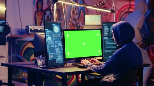 Hacker Uses Green Screen PC to Code