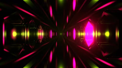 Pink And Green Mysterious Alien Corridor With Flashing Light Background Vj Loop I 4K