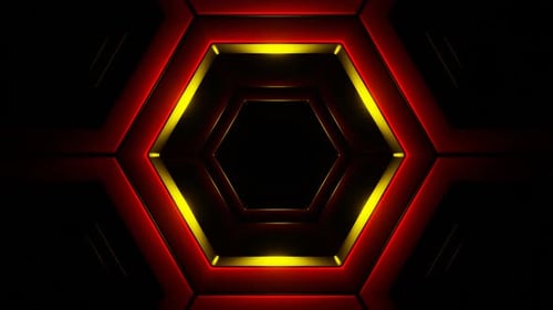 Red And Gold In To Hexagon Background Vj Loop In HD