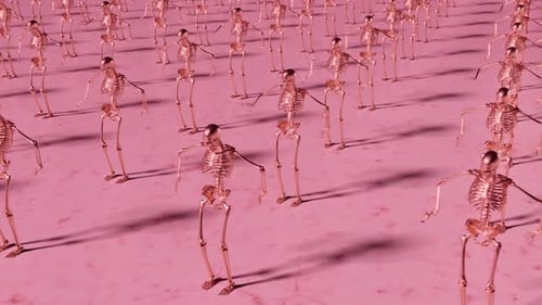 Squelettes robotiques dansants synchronisés - Boucle d'animation futuriste