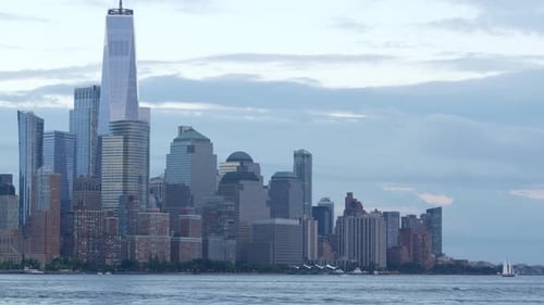 New York City Waterfront Skyline Manhattan Downtown Financial District World Trade Center Cityscape