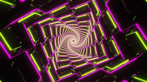 Pink And Lime Neon Glowing Spiral Chess Type Background Vj Loop In 4K