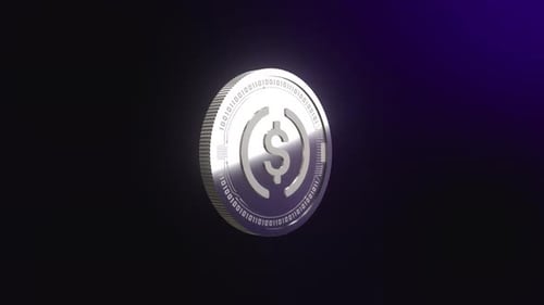 Animation rotative de la pièce d'argent de la crypto-monnaie USD