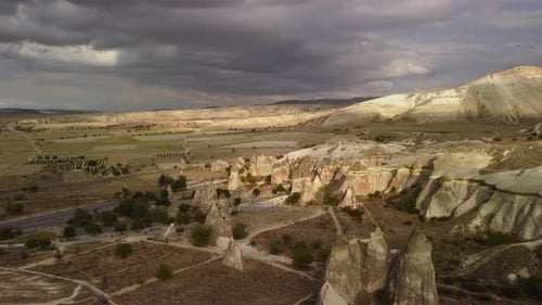 Awesome aerial view of Pasabag Valley in Cappadocia, Turkey