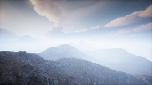 Volcano Crater Landscape with Fog