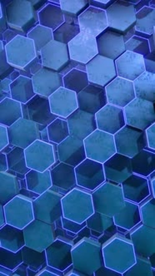 Animated Neon Hexagon Grid Vertical Background