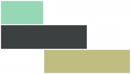 Synergy Collection: In out overlay with top down slide in animation of static yellow, grey and green