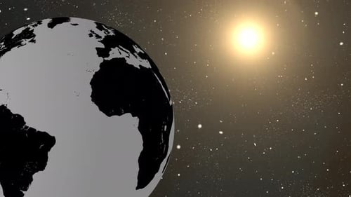 Spinning Earth planet sphere galaxy in space with solar system, Science and technology video. 1462