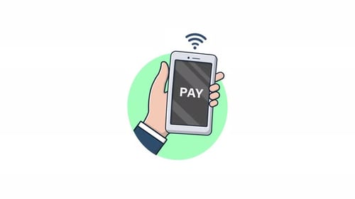 Animated Hand Holding Smartphone Mobile Payment Icon