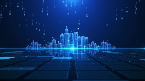 Futuristic Digital City Data Network Background Animation