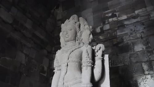 Close up of Shiva Siwa Statue inside of the big main candi at the famous Prambanan Temple in Yogyaka