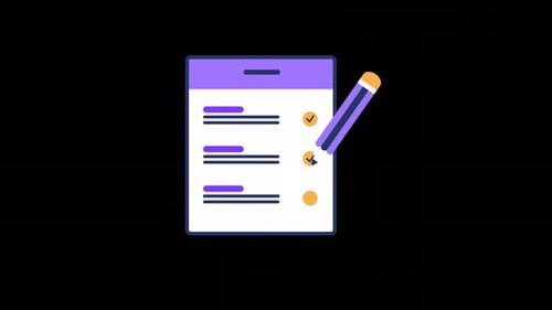 Animated Flat Design Checklist and Pencil Marking Tasks