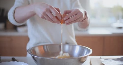 Woman Preparing Dough For Cake In Kitchen Baking Pastries
