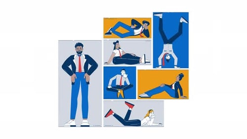 Animated Flat Design Business Characters in Various Poses