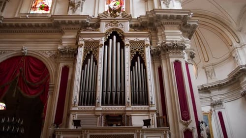 Ancient Pipe Organ Inside a Church