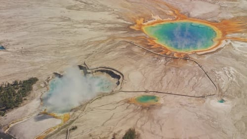 Yellowstone National Park, Wyoming. Aerial View of Grand Prismatic Hot Spring In