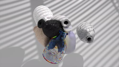 3D Abstract Textured Vases Falling Loop Animation