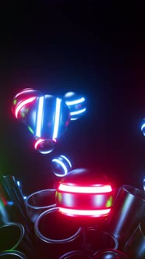 Abstract Neon Geometric Spheres Falling Animation