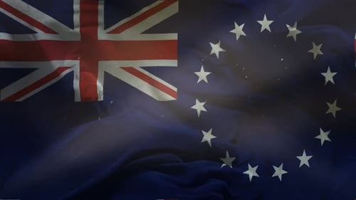 Cook Islands Flag .Slow Motion Cloth Animation -3D Rendering