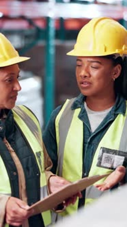 Businesswomen, clipboard or checking stock at warehouse for distribution service or storage control