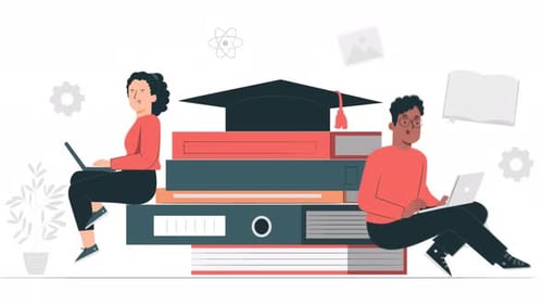 Flat Design Animation of Online Education and Learning