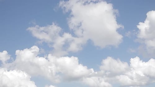Soft blue sky white very nice clouds in summer sunny day horizon view, panoramic.