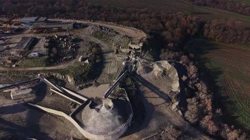 Aerial View of Industrial Quarry and Gravel Production